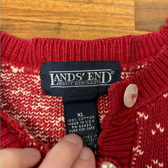 Lands End Vintage winter red heavy knit sweater - Picture 5 of 7